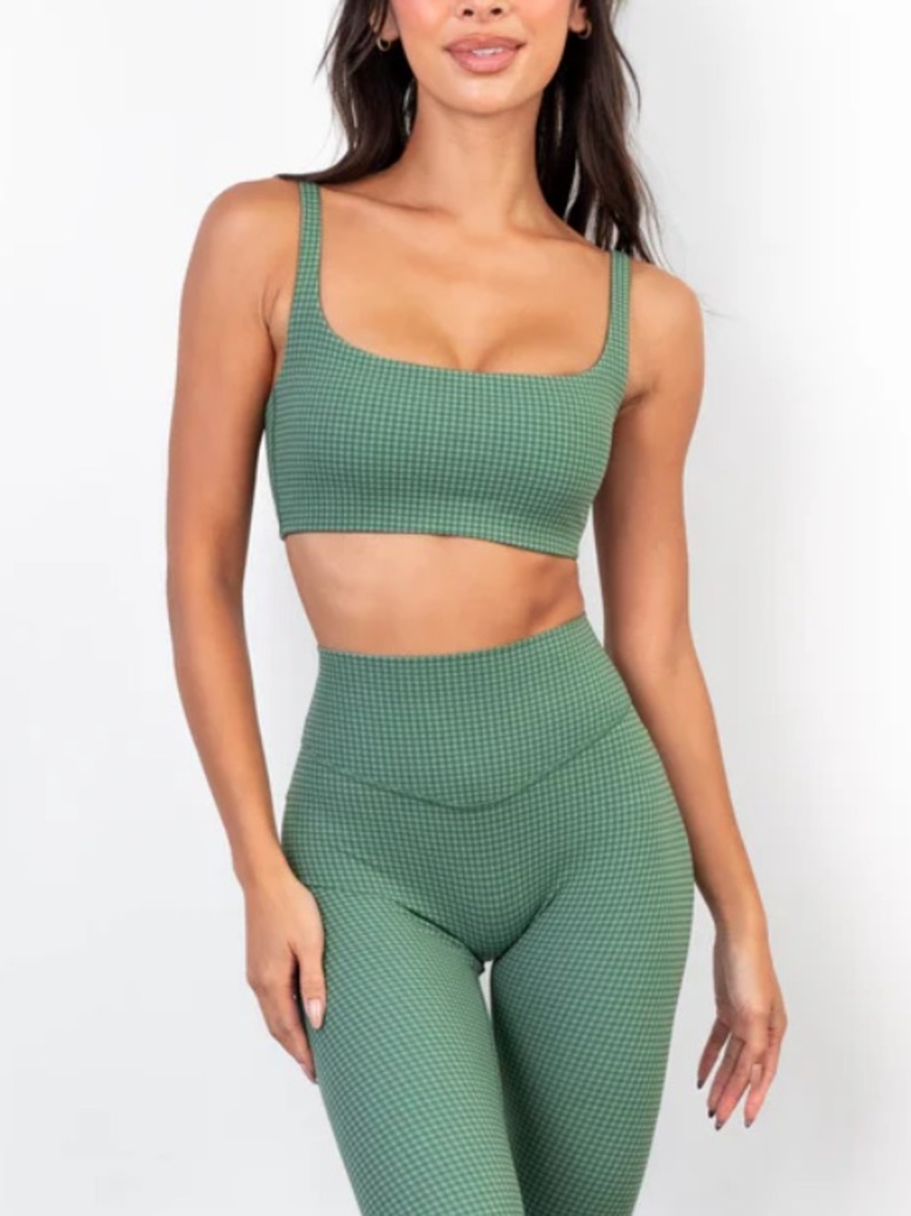 Vitality cloud II sports bra in pine gingham